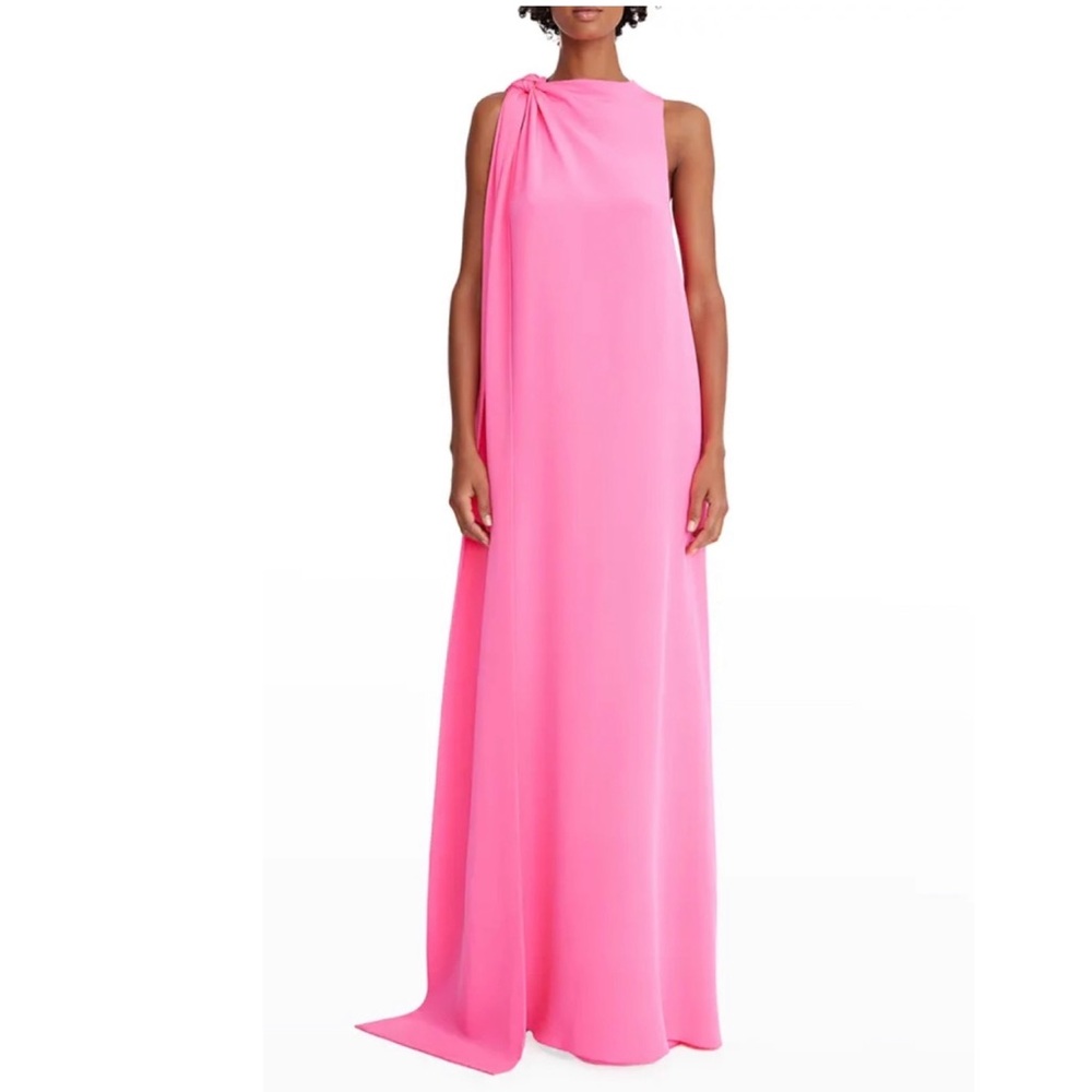 Halston Kendra Crepe Cape Gown